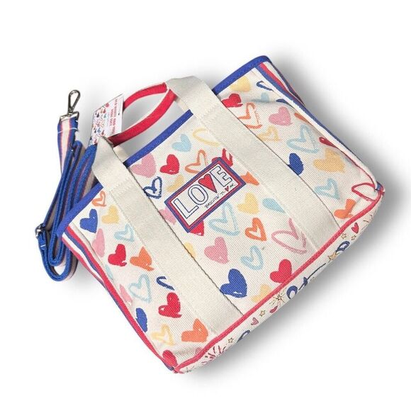 Brighton Mini Tote Canvas Hearts Satchel Crossbody Strap “LOVE” NWT - Picture 6 of 14